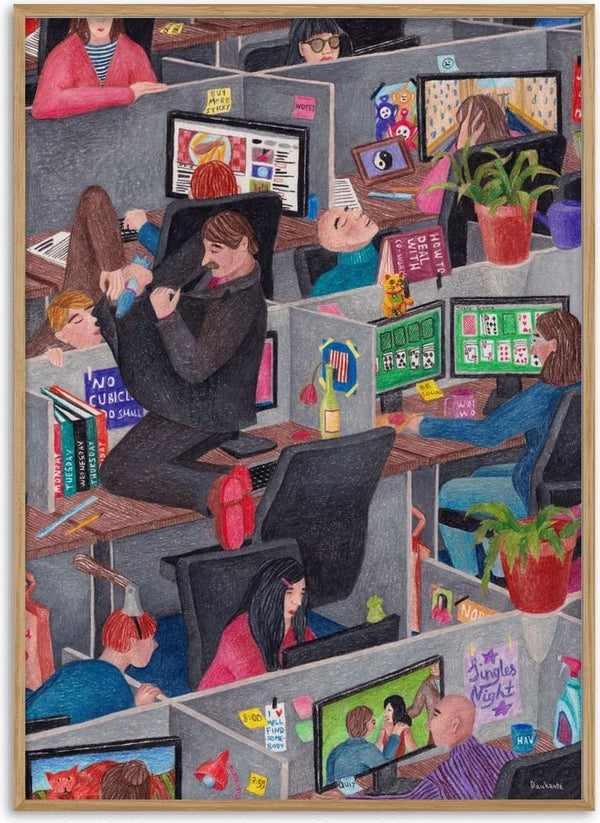 Any Office by Daukantė, a crowded grey cubicle office where nobody is working