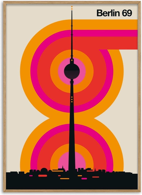 Berlin 69 by Bo Lundberg - the Fernsehturm rising through concentric orange and pink rings