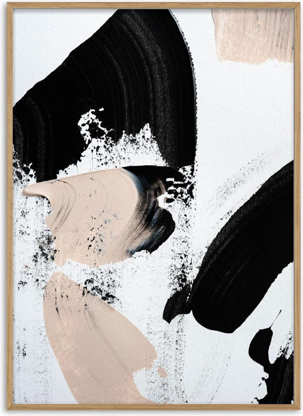 Abstract artwork with bold black and nude brushstrokes by Anastasia Sawall, titled Black and Nude No 2.