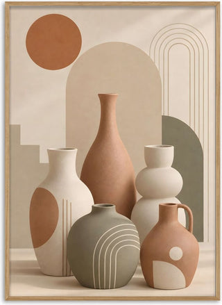Boho Ceramic Vases & Botanical Abstract Design – Terracotta Sun - TimlessArtworks
