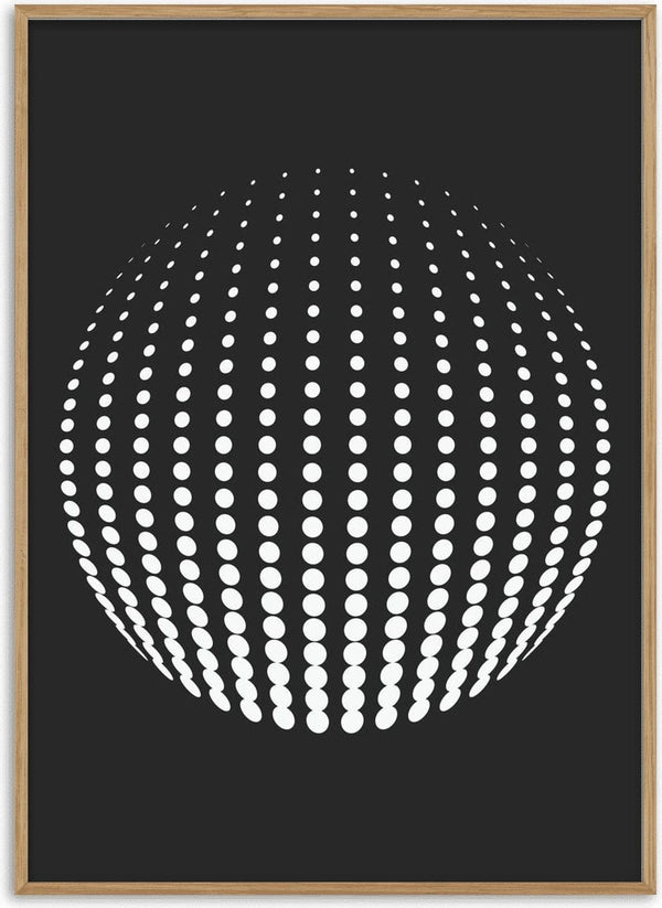 Bubbles by Aleksi Allan - a sphere built from rows of white dots on a near-black ground