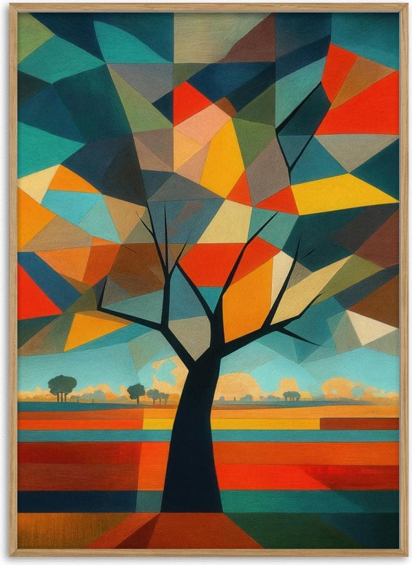 Abstract geometric tree with colorful shapes, featured on the Feeling Offline by Tara Green product page.