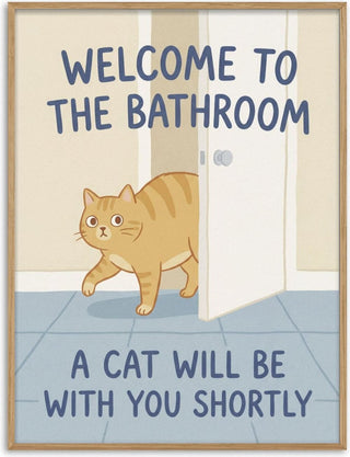 Funny Bathroom Cat Welcome - Andreas Magnusson