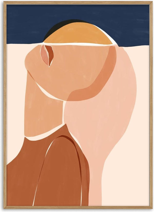 Abstract art showing a half face and sun in earthy tones, featured on the Half Face Half Sun - Ivy Green product page.