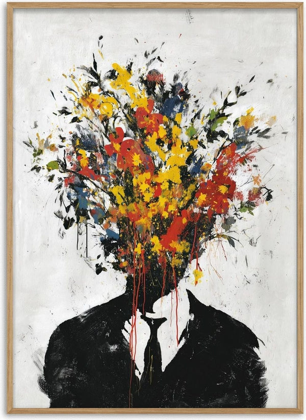 Headbloom x Banksy by Decker Studios - suited figure with a burst of flowers for a head
