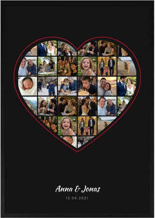 Heart Collage – Photo Heart with Red Outline