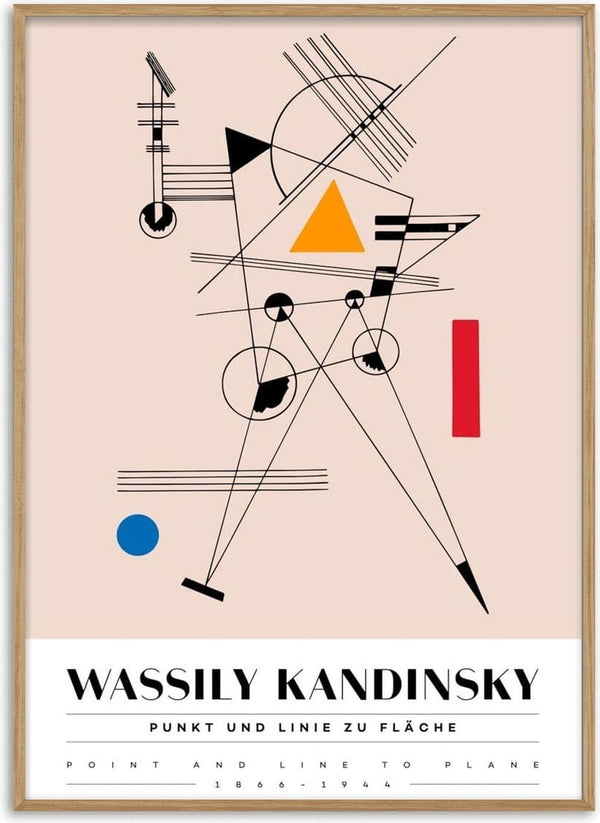 Abstract geometric shapes and lines from Kandinsky's "Punkt und Linie" on a modern art poster.