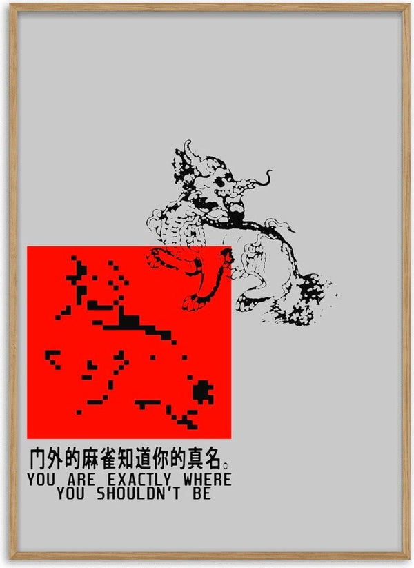 Misplaced by Francisco Gualter - grey and red typographic poster