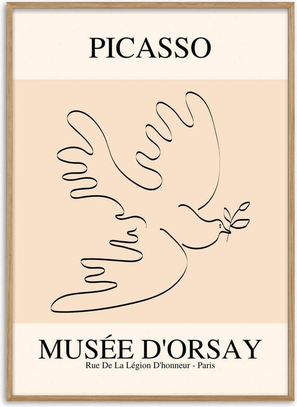 Póster de pájaro de la paz inspirado en Picasso