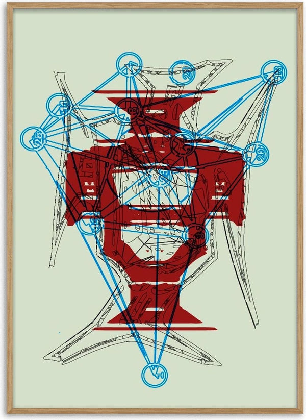 Portugal by Francisco Gualter - abstract football poster in red and sage green