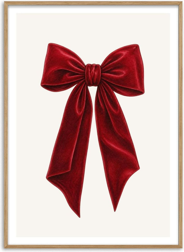 Red velvet bow by Ohkimiko - a deep red velvet bow on warm cream