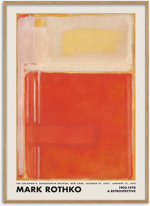 Abstract painting featuring bold orange, red, and yellow blocks; product page for Rothko Orange Perspective.
