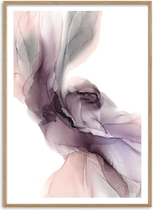 Spring Melody by Anna Dormir - blush pink and mauve ink flowing across a white ground