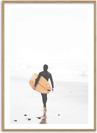 Surfer Walking on Beach Poster