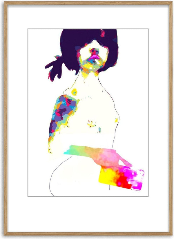 Teenage by Bent Hardervig - a line-drawn figure with a purple bob and patches of rainbow colour