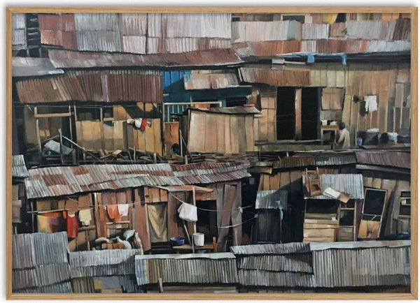 The others by Adrian DeDea - detailed painting of a dense shanty town of rusty metal shacks