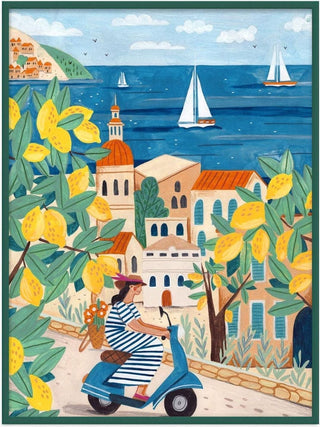 Travel poster woman on the Amalfi coast