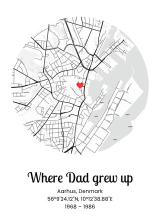 Where Dad Grew Up personalised map poster – Round